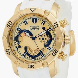 Invicta Men's Pro Diver Stainless Steel Quartz Watch with Silicone Strap, White